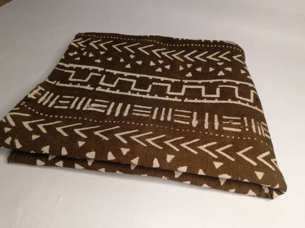 Pagne Bogolan tissé main, bleu indigo et ivoire, artisanal d’Afrique de l’Ouest, Mon Faso Dan Fani