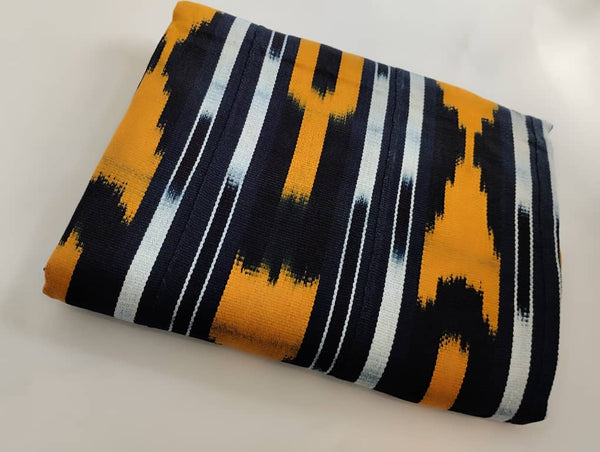 Pagne Baoulé tissé main, bleu indigo et ivoire, tissé en Côte d’Ivoire, Mon Faso Dan Fani