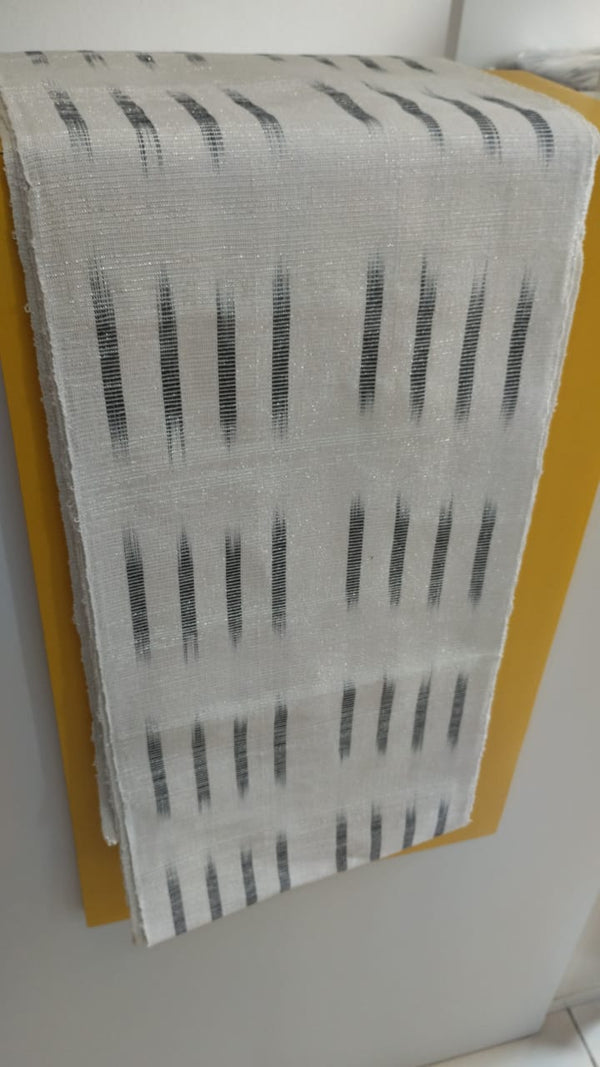 Pagne Foupoko tissé main, blanc et argent, tissé au Burkina Faso, Mon Faso Dan Fani