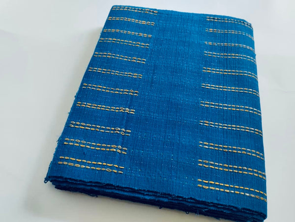 Pagne Foupoko tissé main, bleu indigo et ivoire, tissé au Burkina Faso, Mon Faso Dan Fani