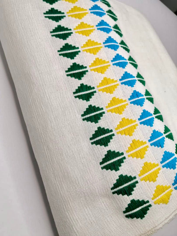 Pagne Noblesse tissé main, blanc et bleu, tissé au Burkina Faso, Mon Faso Dan Fani