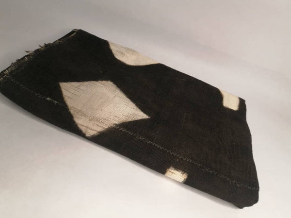 Pagne Bogolan tissé main, bleu indigo et ivoire, artisanal d’Afrique de l’Ouest, Mon Faso Dan Fani