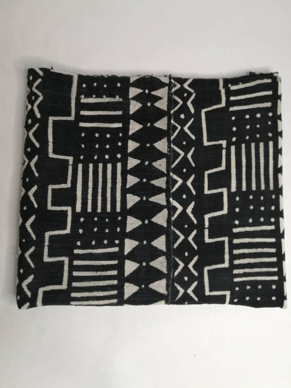 Pagne Bogolan tissé main, bleu indigo et ivoire, artisanal d’Afrique de l’Ouest, Mon Faso Dan Fani