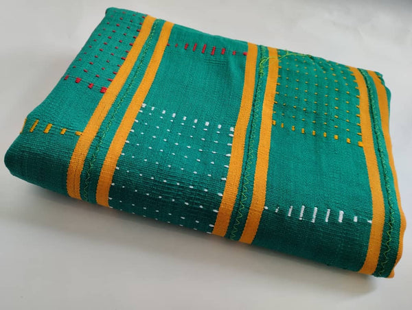 Pagne Baoulé tissé main, bleu indigo et ivoire, tissé en Côte d’Ivoire, Mon Faso Dan Fani