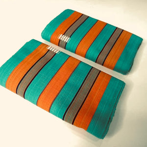 Pagne Foupoko tissé main, blanc et violet, tissé au Burkina Faso, Mon Faso Dan Fani