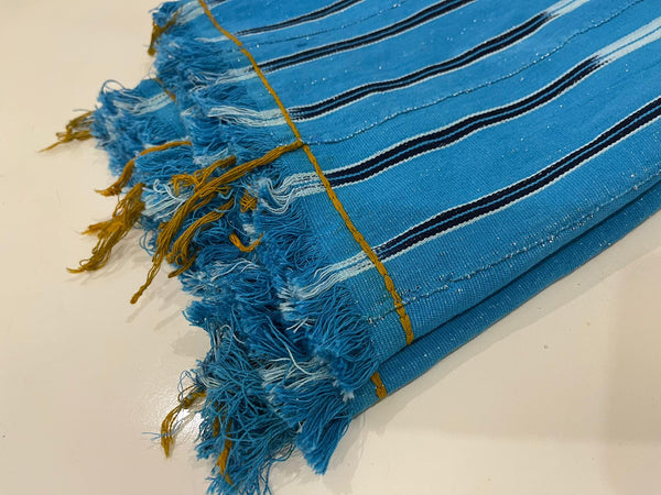 Pagne Baoulé tissé main, blanc, tissé en Côte d’Ivoire, Mon Faso Dan Fani