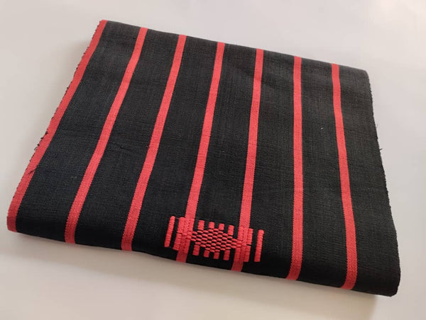 Pagne Foupoko tissé main, bleu indigo et ivoire, tissé au Burkina Faso, Mon Faso Dan Fani