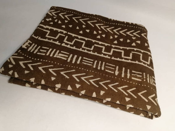 Pagne Bogolan tissé main, bleu indigo et ivoire, artisanal d’Afrique de l’Ouest, Mon Faso Dan Fani